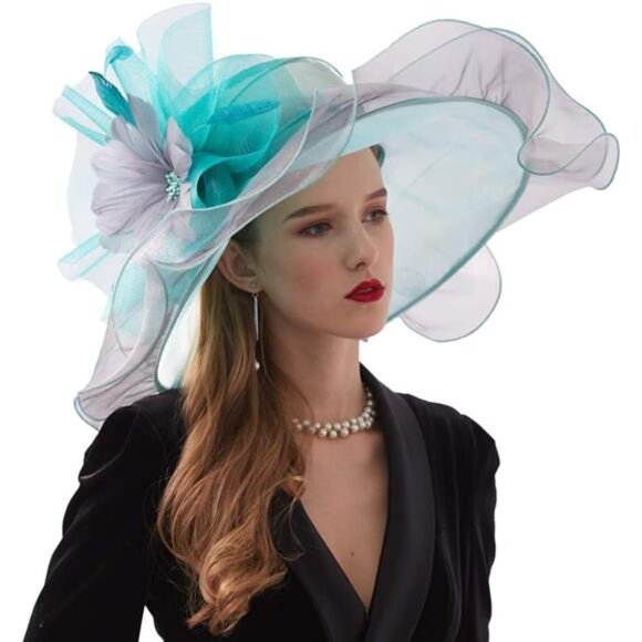 Women Organza Hat, Fascinator Hat Grey Green - Picture 1 of 5